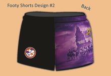 Load image into Gallery viewer, 2026 Cape York Event Footy Shorts # 2 - Black &amp; Purple
